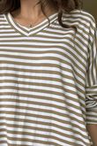 Made in Italy Perfect Breton V Long Sleeve Top Camel - **